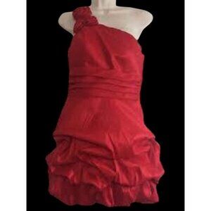 Masquerade Red Short Prom Or Formal dress Size 20 One Shoulder Flower Pleated